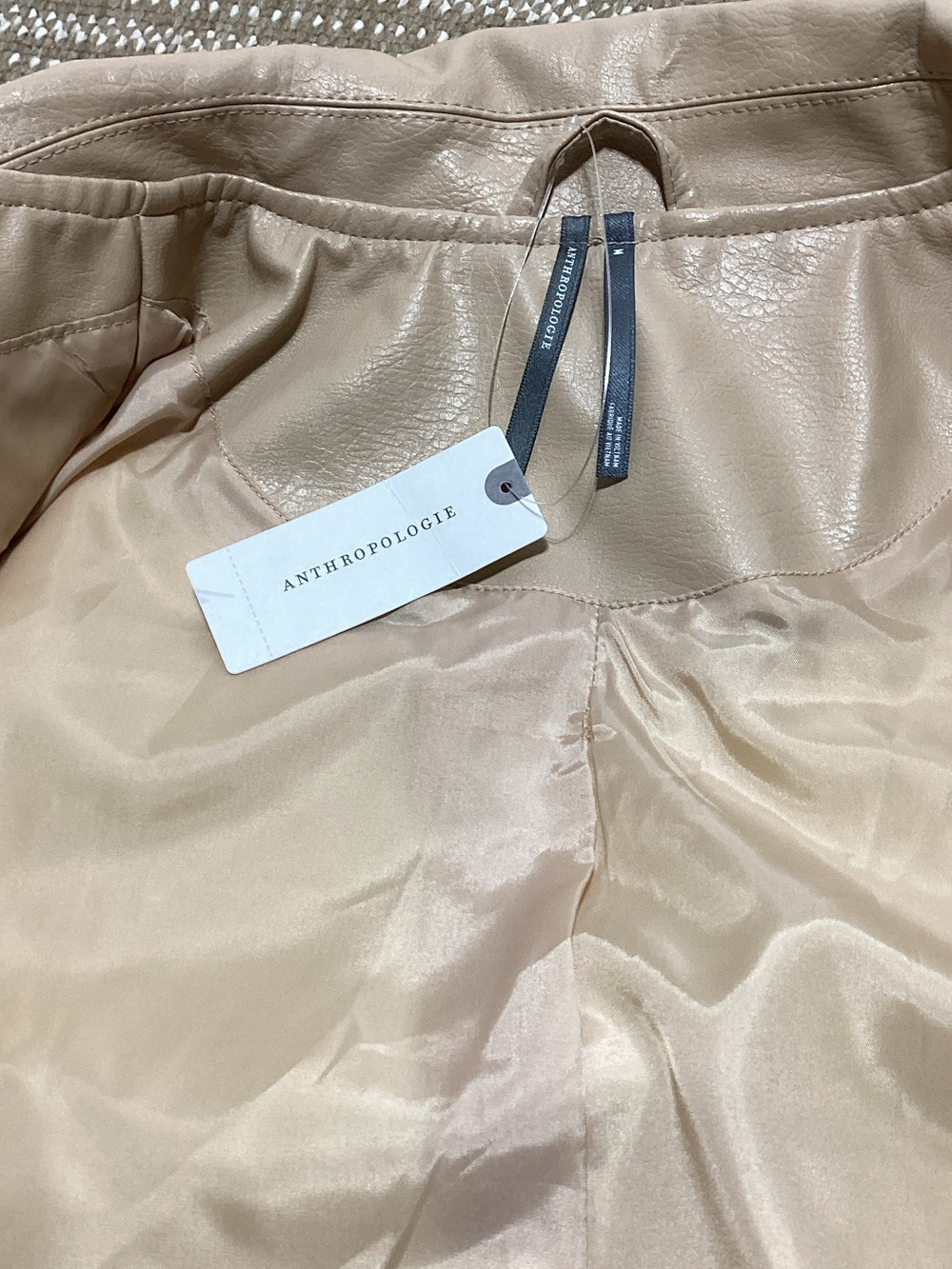 NWT Anthropologie Tan Faux Leather Moto Jacket - Picture 11 of 15